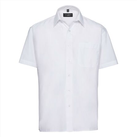 RUS Men SS Clas. Polycot. Poplin Shirt, White, S