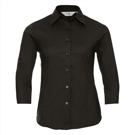 RUS Ladies ¾ sl. Fitted Stretch Shirt, Chocolate, S