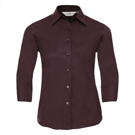 RUS Ladies ¾ sl. Fitted Stretch Shirt, Port, S