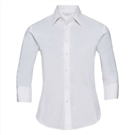RUS Ladies ¾ sl. Fitted Stretch Shirt, White, S