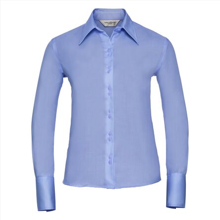 RUS Ladies LSL Tail. Ultimate Non-Iron Shirt, Br. Sky, XS