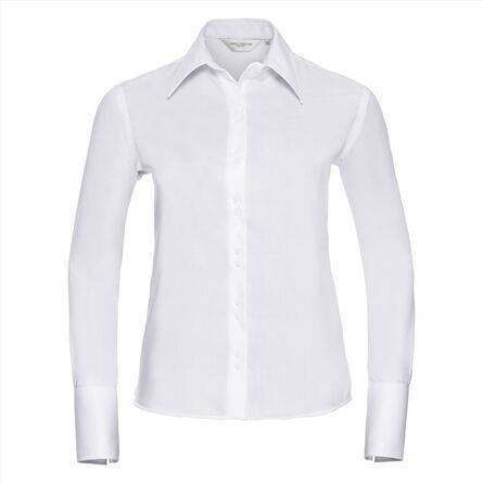 RUS Ladies LSL Tail. Ultimate Non-Iron Shirt, White, XS