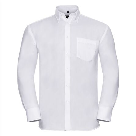 RUS Men LSL Clas. Ultimate Non-Iron Shirt, White, S