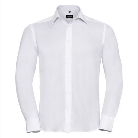 RUS Men LSL Tailored Ultimate Non-Iron Shirt, White, S