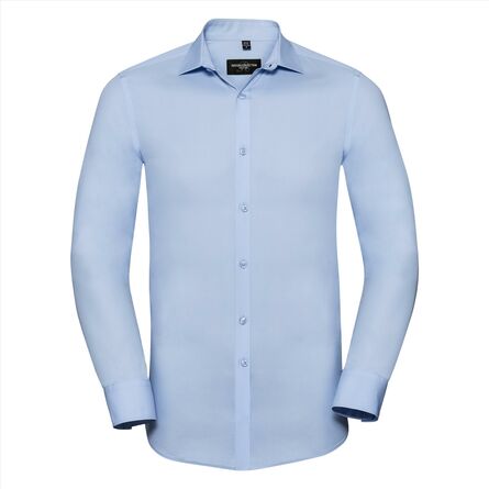 RUS Men LSL Fitted Ultimate Stretch Shirt, Bright Sky, S