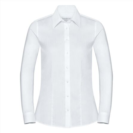 Ladies L/S Tailored Coolmax® Shirt, White, XS, RUS
