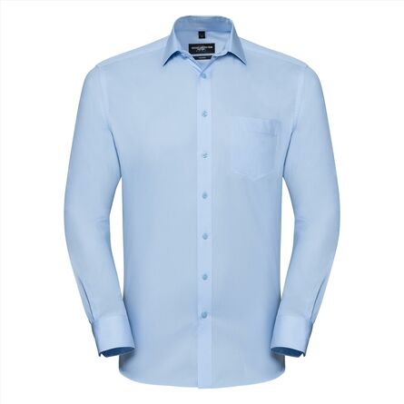 Men's L/S Tailored Coolmax® Shirt, Light Blue, S, RUS