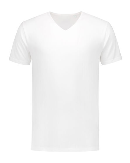 L&S T-shirt V-neck fine cotton elasthan | White | S