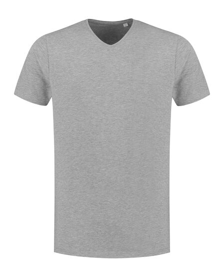 L&S T-shirt V-neck fine cotton elasthan | Grey Heather | S
