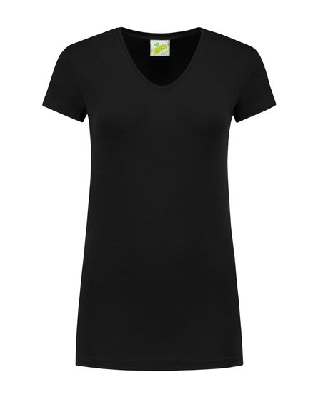 L&S T-shirt V-neck cot/elast SS for her | Black | S
