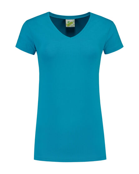 L&S T-shirt V-neck cot/elast SS for her | Turquoise | S