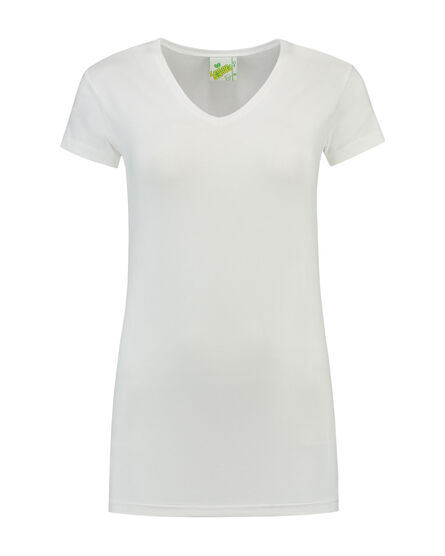 L&S T-shirt V-neck cot/elast SS for her | White | S