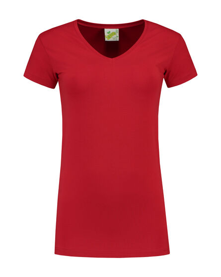 L&S T-shirt V-neck cot/elast SS for her | Red | S