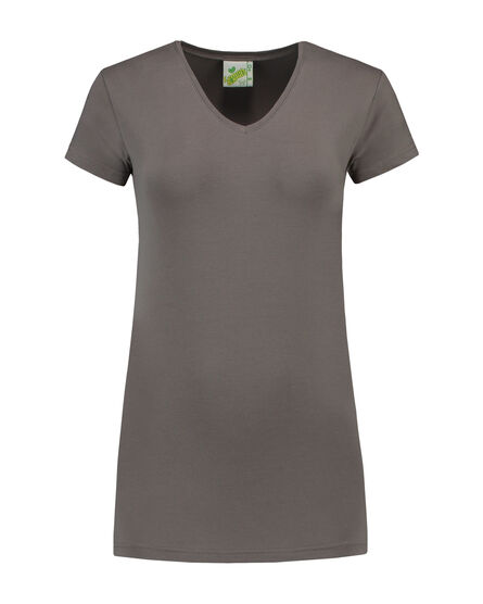 L&S T-shirt V-neck cot/elast SS for her | Pearl Grey | S