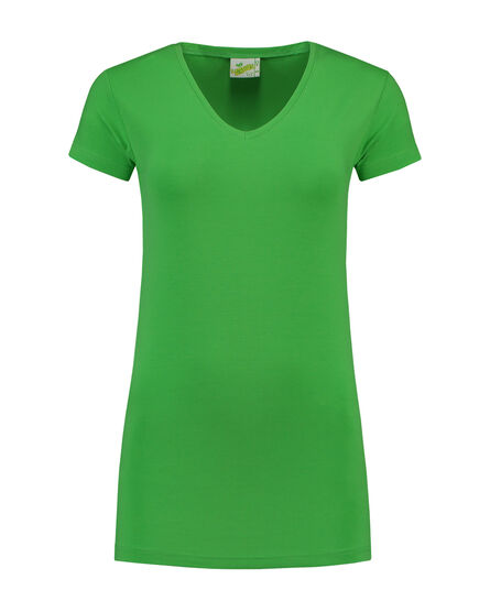 L&S T-shirt V-neck cot/elast SS for her | Lime | S