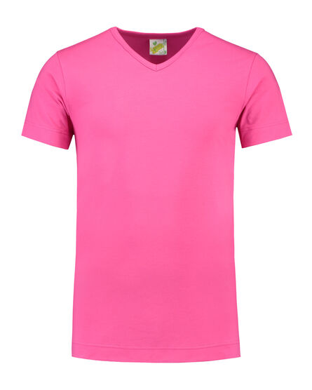 L&S T-shirt V-neck cot/elast SS for him | Fuchsia | 3XL