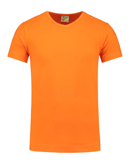 L&S T-shirt V-neck cot/elast SS for him | Orange | S