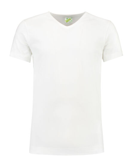 L&S T-shirt V-neck cot/elast SS for him | White | S