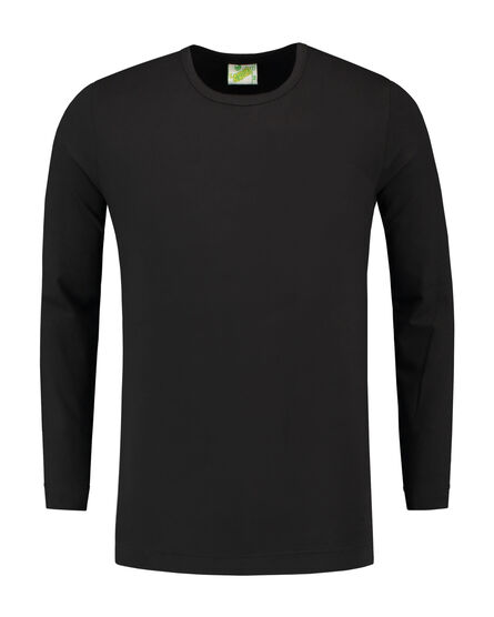 L&S T-shirt Crewneck cot/elast LS for him | Black | S