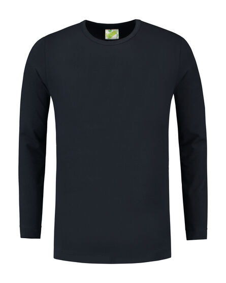 L&S T-shirt Crewneck cot/elast LS for him | Dark Navy | S
