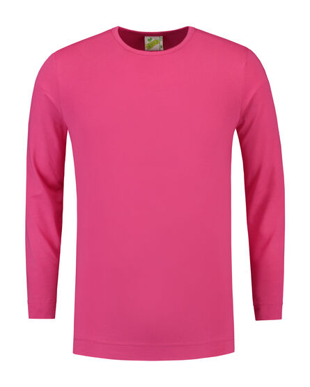 L&S T-shirt Crewneck cot/elast LS for him | Fuchsia | 3XL