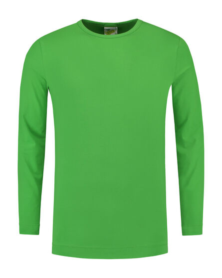 L&S T-shirt Crewneck cot/elast LS for him | Lime | S