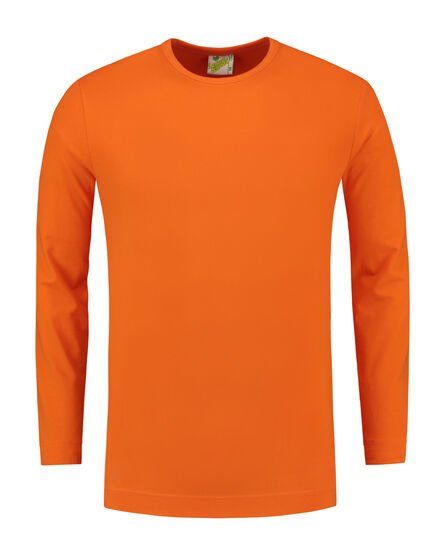 L&S T-shirt Crewneck cot/elast LS for him | Orange | S