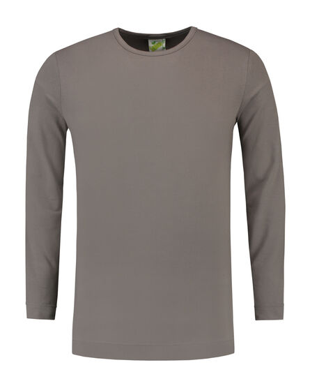 L&S T-shirt Crewneck cot/elast LS for him | Pearl Grey | S