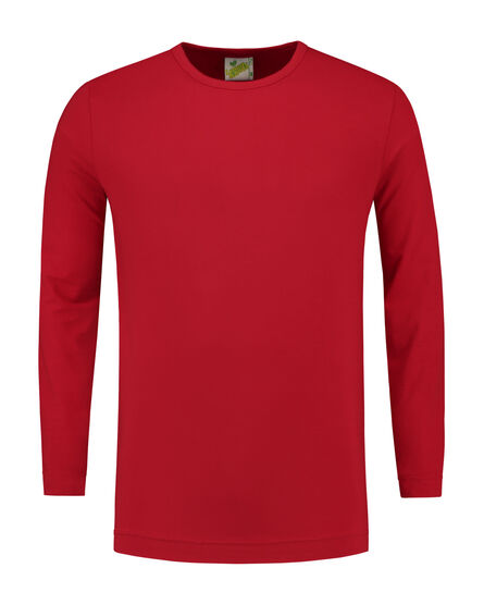 L&S T-shirt Crewneck cot/elast LS for him | Red | S