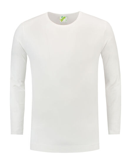 L&S T-shirt Crewneck cot/elast LS for him | White | S