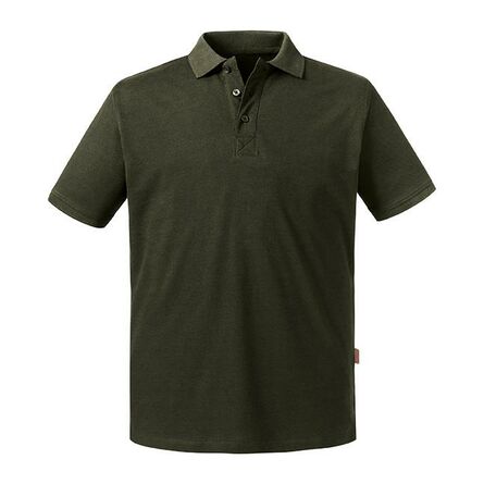 RUS Mens Pure Organic Polo, Dark Olive, S
