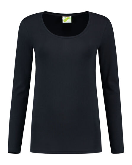 L&S T-shirt Crewneck cot/elast LS for her | Dark Navy | S