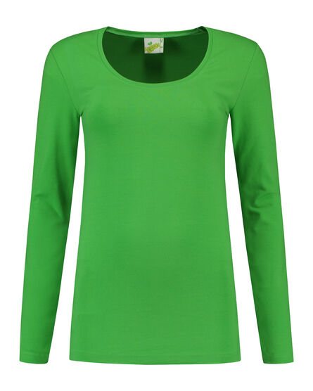 L&S T-shirt Crewneck cot/elast LS for her | Lime | S