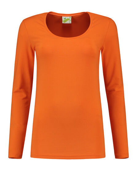 L&S T-shirt Crewneck cot/elast LS for her | Orange | S