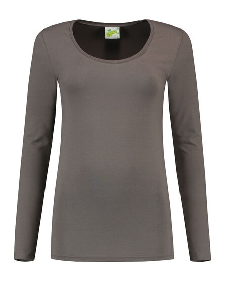 L&S T-shirt Crewneck cot/elast LS for her | Pearl Grey | S