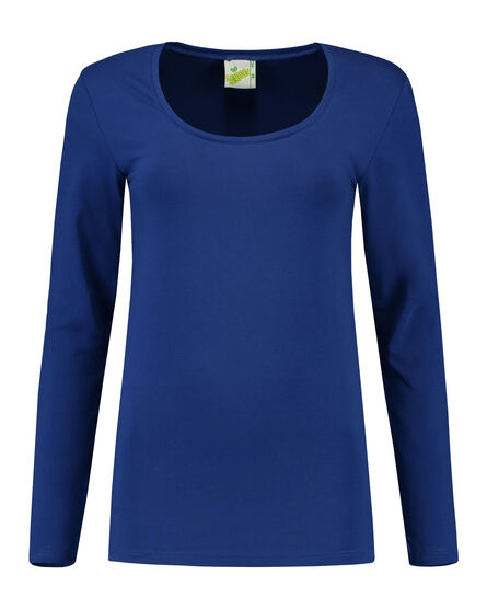 L&S T-shirt Crewneck cot/elast LS for her | Royal Blue | S