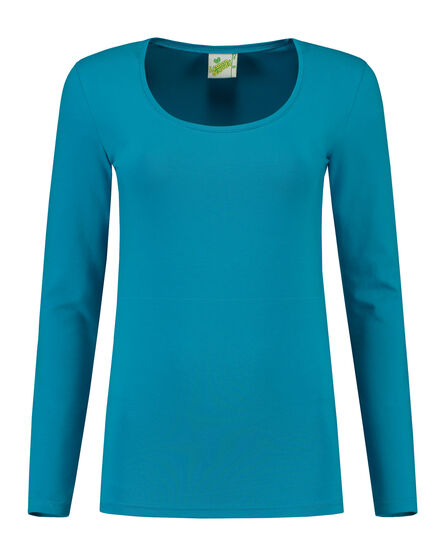 L&S T-shirt Crewneck cot/elast LS for her | Turquoise | S