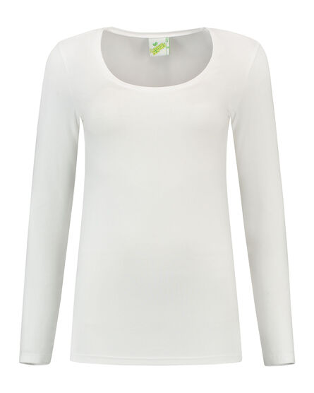 L&S T-shirt Crewneck cot/elast LS for her | White | S