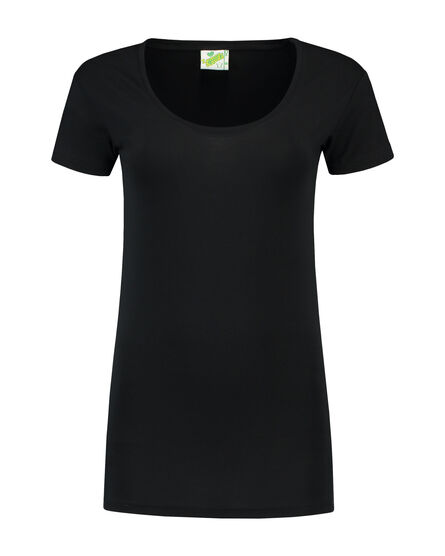 L&S T-shirt Crewneck cot/elast SS for her | Black | S