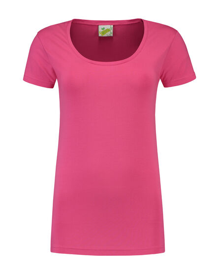 L&S T-shirt Crewneck cot/elast SS for her | Fuchsia | XXL