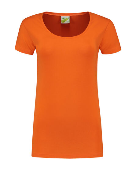 L&S T-shirt Crewneck cot/elast SS for her | Orange | S