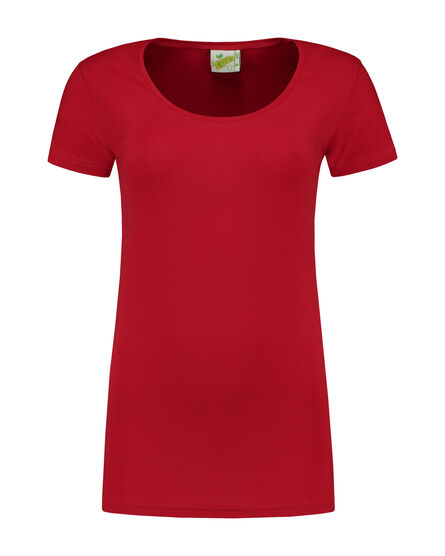 L&S T-shirt Crewneck cot/elast SS for her | Red | S