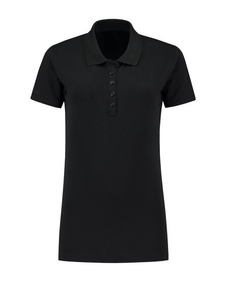 L&S Polo Basic Cot/Elast SS for her | Black | S