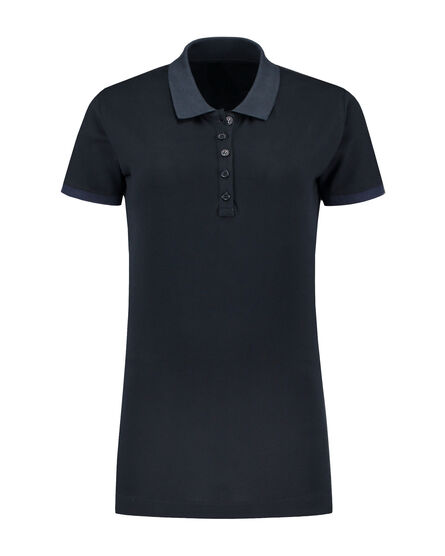 L&S Polo Basic Cot/Elast SS for her | Dark Navy | S