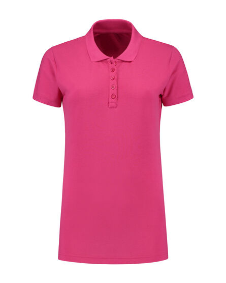 L&S Polo Basic Cot/Elast SS for her | Fuchsia | S