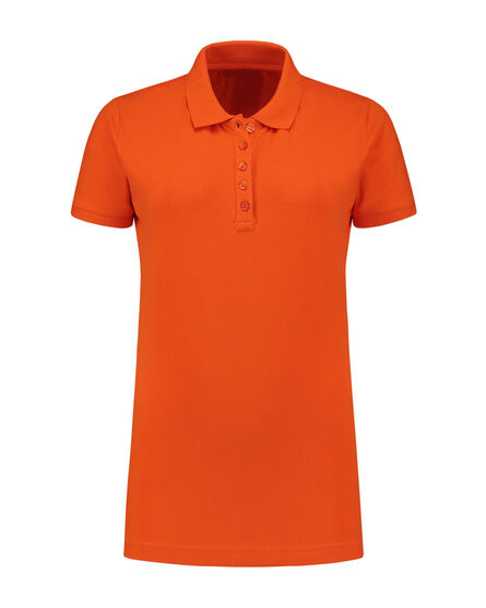 L&S Polo Basic Cot/Elast SS for her | Orange | S