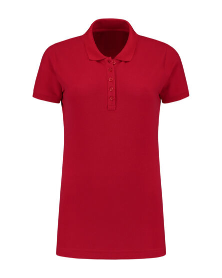 L&S Polo Basic Cot/Elast SS for her | Red | S
