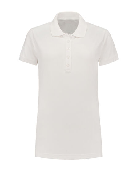 L&S Polo Basic Cot/Elast SS for her | White | S