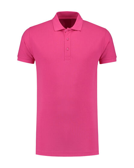 L&S Polo Basic Cot/Elast SS for him | Fuchsia | S