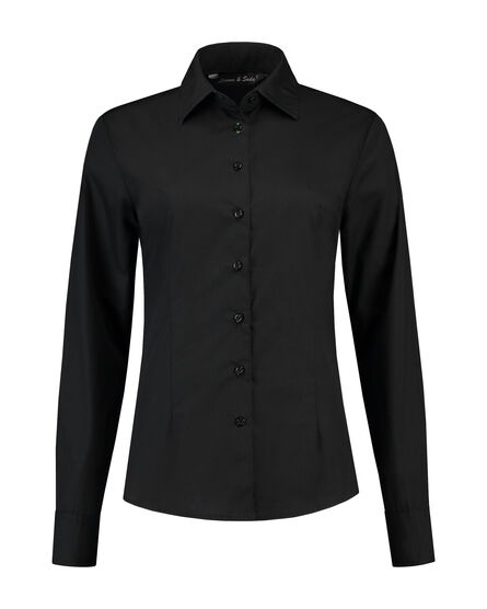 L&S Shirt Poplin Mix LS for her | Black | S